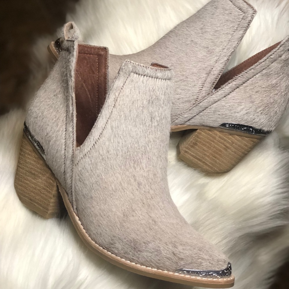 SOLD Jeffrey Campbell cowhide booties - Picture 1 of 11
